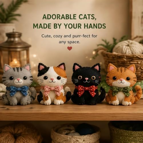 Sewing Kit for Beginners, DIY Felt Sewing Craft Kit with Pre-Cut Fabric & Instructions, Handmade Plush Animal Craft Set for Adults & Teens (Bird) (cat) - Image 4