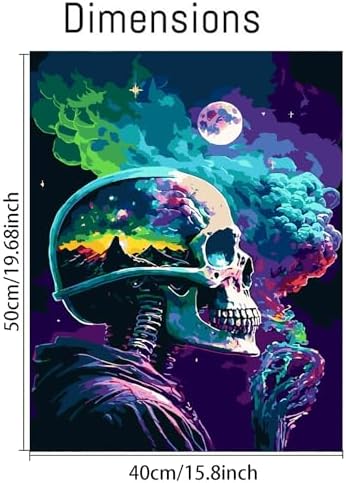 pchmcu DIY Skull Paint by Numbers Kits for Adults,Paint by Number for Adults Beginner Moon,Skeleton Paint by Numbers Kits on Canvas Without Frame for Home Wall Decor 16x20inch - Image 6