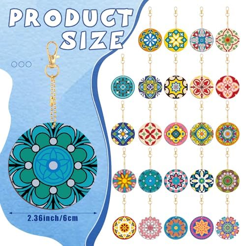 Trnayi 24 Pcs Paint by Numbers Keychains, 12 Mandala Designs for Adults - Image 3