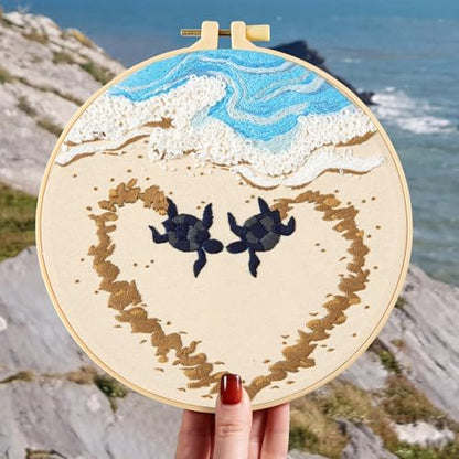 Crafmanoe Beach Embroidery Kits for Beginners Adults, Coastal Stamped Cross Stitch Kits for Beginners Adults, Hand Embroidery Needlepoint Starter Kits, Valentine's Day Gift for Women (Video Tutorial) - Image 7