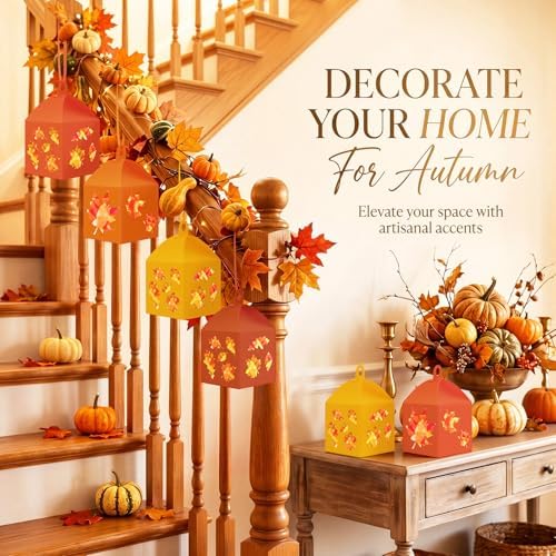 Maitys 24 Sets Fall Maple Leaf Paper Lantern Suncatcher Craft Kit for Adult - Image 5