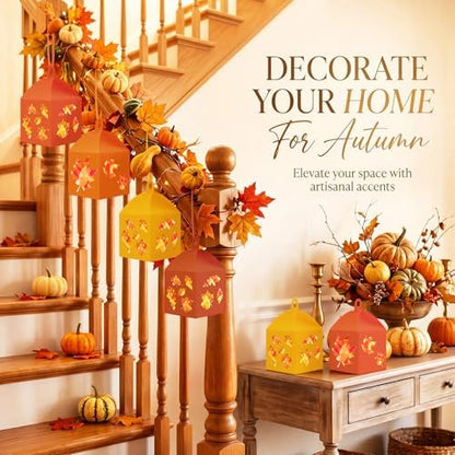 Maitys 24 Sets Fall Maple Leaf Paper Lantern Suncatcher Craft Kit for Adult - Image 5