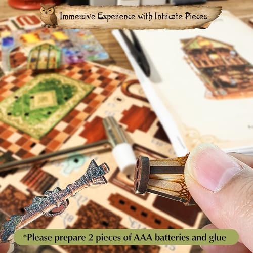 DIY Book Nook Kit | Miniature House Kit with LED Lights | 3D Wooden Puzzles for Adults & Teens | Creative Model Building Kit | Unique Bookshelf Decor & Gift for Craft Lovers | Owl Library - Image 6