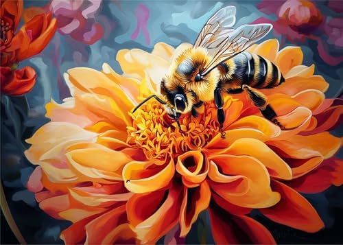 NDNXYXGS Flowers Paint by Numbers Kits for Adults,Dahlia DIY Painting Kit on Canvas,Bee Color by Numbers,Large Adult Paint by Number for Wall Decor and Gifts (bee) by Unknown