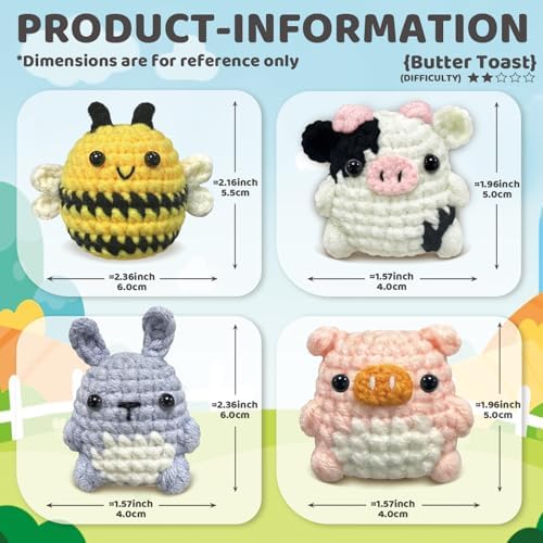YAMAXIN Crochet Set for Beginners, for Complete Adults, Animal Crochet Hook Set for Beginners, Crochet Knitting Set with Video (6pcs Animals) - Image 3