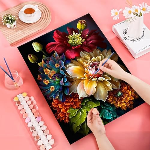 JATOK Paint by Numbers Kit for Adults, Floral Bouquet, 16 x 20 in - Image 3