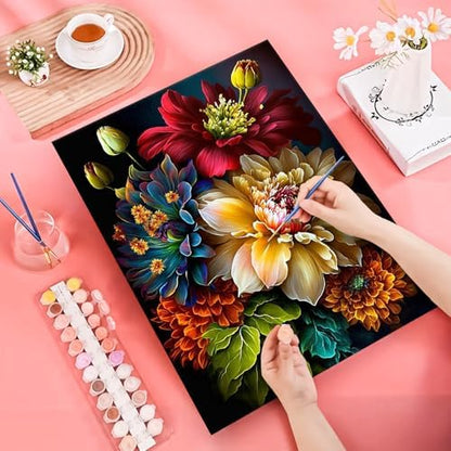 JATOK Paint by Numbers Kit for Adults, Floral Bouquet, 16 x 20 in - Image 3