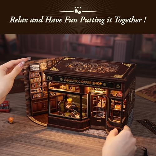 CUTEBEE Book Nook for Adults, DIY Miniature House Kits (Corner Coffee Shop) - Image 6