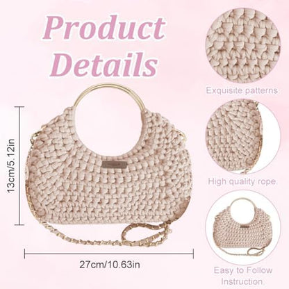 BEUNITONE Crochet Bag Kit for Adults Crochet Bag with Step-by-Step Video Tutorials Crochet Kit for Beginners Complete Crochet Supplies to Make a Tote Bag DIY Crochet Handbags for Crocheting Lovers - Image 3