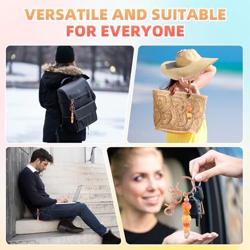 24 Pcs Beadable Keychains Bars bulk - 12 Rose Gold DIY Metal Beaded Keychain Making Kit + 12 Bags Included, Bead Keychain Supplies,Blank Key Chain, Perfect for Women, Men, Mother's Day, Birthday Gift - Image 6