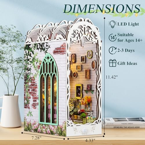 DIY Book Nook Miniature Kit with Sensor Light & Dust Proof for Teens Adults - Image 3