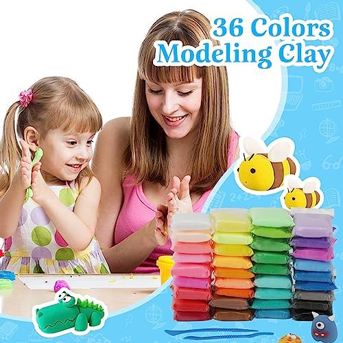 36 Colors Air Dry Clay, Modeling Clay for Kids DIY Starter Kits, Model Magic, Non-Sticky,with Sculpting Tools, Great Gift for Children, Adults and Artists - Image 5