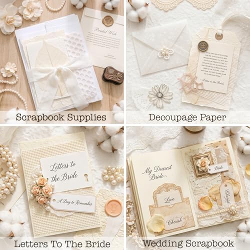 30 Pcs Handmade A5 Textured Scrapbook Paper&Mesh, Wedding Journal Supplies - Image 3