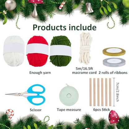 ORIGACH 6 Set DIY Macrame Christmas Lollipop Kits for Adults Beginners Handmade Macrame Lollipop Ornaments with Instruction Tutorial for Christmas Tree Boho Hand Woven Holiday Home Decorations - Image 2