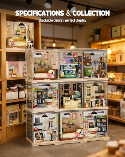 Vodolo DIY Miniature House Kit with Led,Book Nook Kits for Adults Beginners,Book Shelf Decor,3D Puzzle Booknook Craft Kits,Books Lovers Gifts for Women Men Bookshelf Decor,55PCS Living Room - Image 5