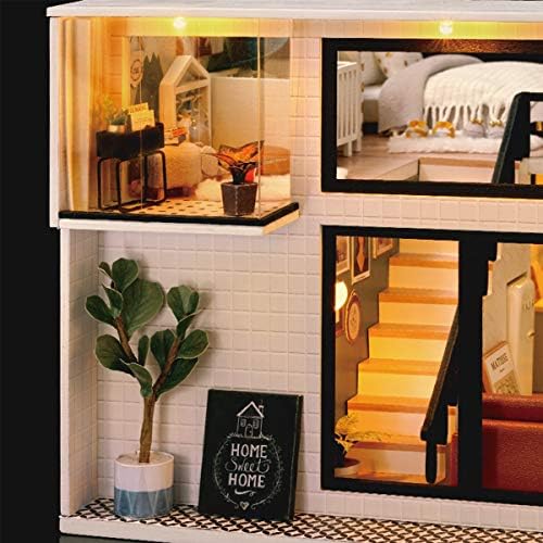 GuDoQi DIY Miniature Dollhouse Kit, Tiny House with Furniture and Music, 1:24 Scale, Great Crafts Gift for Birthday Christmas Day, Comfortable Life - Image 3