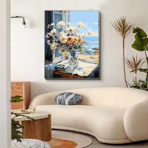 PRASIO Paint by Numbers Kit for Adults Beginner, Flower Adult Paint by Number Kits on Canvas, DIY Acrylic Watercolor Oil Paint by Number for Adults for Home Decor Gift 16x20 Inch - Image 2