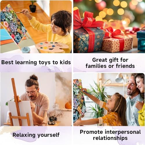 CYNART Succulent Paint by Numbers Kit for Adults Beginner, Green Plants Easy Paint by Number Kits on Canvas, DIY Acrylic Oil Painting by Numbers for Gift Home Decor 16 x 20 inch （Without Frame） - Image 7