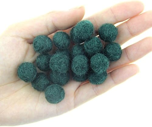 Needle Felt Balls Pure Wool Beads Dry Felted Balls 15mm Handmade DIY Crafts 20pcs (Dark Green) - Image 2