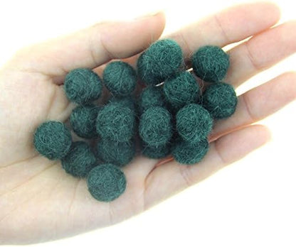Needle Felt Balls Pure Wool Beads Dry Felted Balls 15mm Handmade DIY Crafts 20pcs (Dark Green) - Image 2