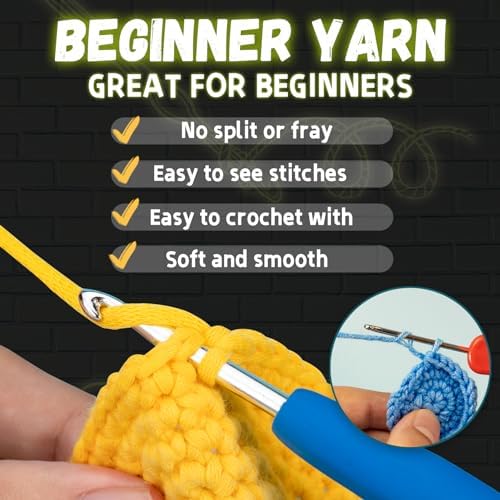 120g Glow in The Dark Yarn for Crocheting and Knitting; 120m(144yds) Yarn for Beginners with Easy-to-See Stitches; Worsted-Weight Medium #4; Yarn for Beginners Crochet Kit Making - Image 2