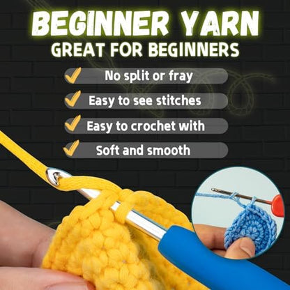 120g Glow in The Dark Yarn for Crocheting and Knitting; 120m(144yds) Yarn for Beginners with Easy-to-See Stitches; Worsted-Weight Medium #4; Yarn for Beginners Crochet Kit Making - Image 2