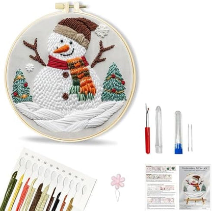Huacan Embroidery Kit for Beginners Adults, Easy Needlepoint Kits for Adults with Stamped Embroidery Patterns. (Snowman) by Home
