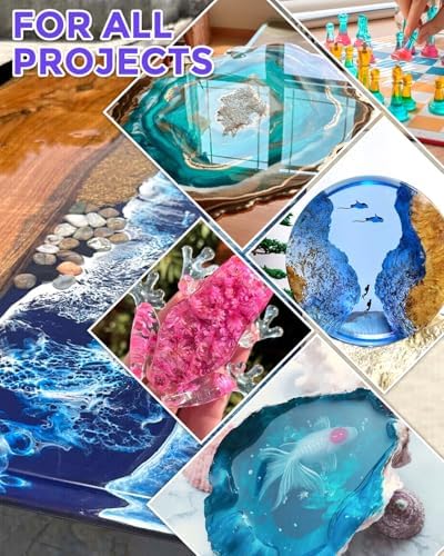 INCLY 2 Gallon Crystal Clear Epoxy Resin Kit, Casting & Coating Resin Supplies for Jewelry Making, River Table Tops, Art Painting, with 36 Colors Mica Powder, Large Silicone Cup & Sticks - Image 5