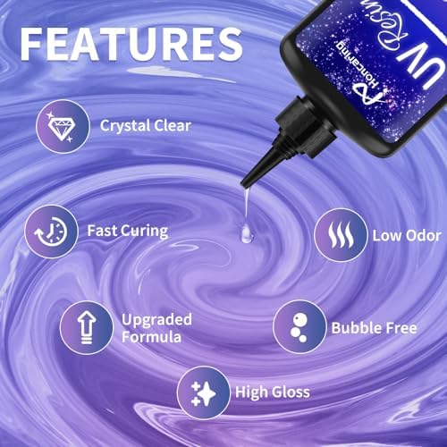 Honcaring UV Resin 500g, Clear Beginner-Friendly Kit with Silicone Tools, Upgraded Formula & Crystal Clear for Jewlery Making, Craft, 250g*2 Resin UV Kit for Earring, Pendant, DIY - Image 2