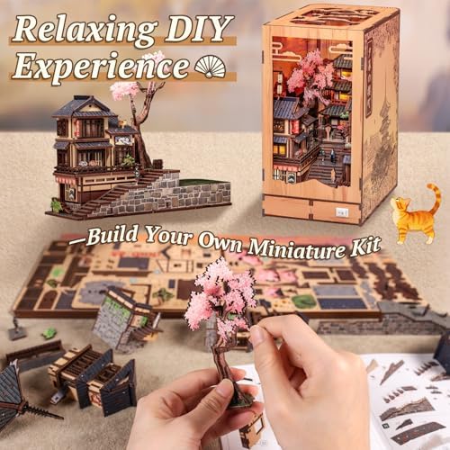 Fsolis Japanese Book Nook Kit Miniature House, Twilight Sakura Path - Image 4