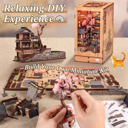 Fsolis Japanese Book Nook Kit Miniature House, Twilight Sakura Path - Image 4
