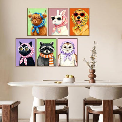 AOSGEDY 6 Pack Paint by Numbers Kit for Adults, Cartoon Animal Adult Paint by Number Kits on Canvas, DIY Animal Acrylic Oil Number Painting for Adults, Perfect for Home Decor 8x12 Inch - Image 3