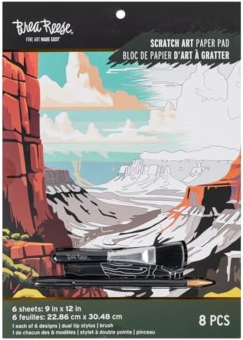 Brea Reese Scratch Art Paper Pad - 6 Metallic Destinations & Stylus Kit by BreaReese