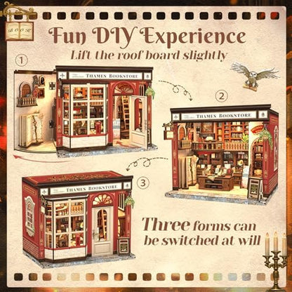 CUTEFUN DIY Book Nook Kit, 3D Puzzle Creative British Library Bookend - Image 4