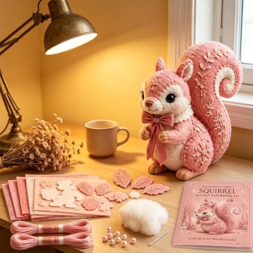 Pink Enchanted Forest DIY Felt Patchwork Kit, 3D Pink Woodland Friends DIY Felt Patchwork Kit, Pastoral Wild Creatures Handicraft Activity, Manual Tailoring Bundle for Beginners Adult (Color G) - Image 5