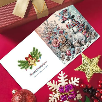 6pcs DIY Diamond Art Christmas Cards Kit with Envelopes & Tools-Diamond Dot Greeting Cards,Xmas 5D Rhinestones Painting for Adults,DIY Craft Family Friend Xmas Gifts(Flowers Xmas Santa Claus) - Image 3