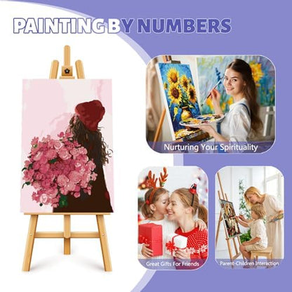 Framed Paint by Numbers Kit for Adults Beginner & Kids Ages 8-12, Girl Flowers Paint by Numbers with frame, without Easel, DIY Acrylic Number Painting for Adults for Home Decor Gift 8 x 12 Inch - Image 6