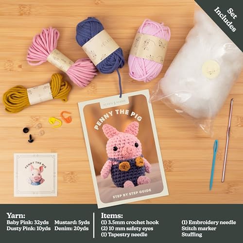 Amigurumi Crochet Kit with Step-by-Step Video Tutorials - Penny the Pig - Image 2