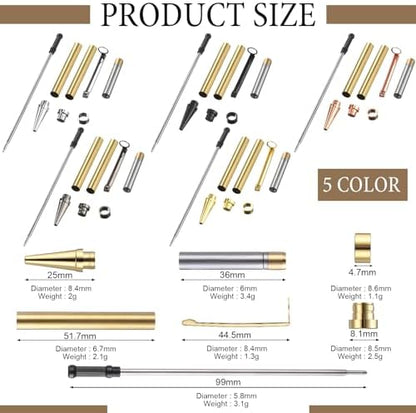 Colarr 10 Sets Woodturning Pen Kits Project Supplies Including 7mm Slimline Pen Kits with Refill and Pen Blanks Lumber for Lathe Turning Starter Package DIY Crafts - Image 3