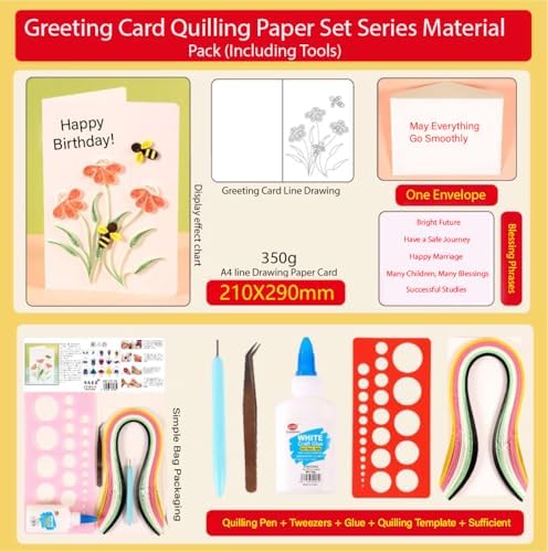 Wizardi Greeting Card Making Kit. Echinacea Flowers DIY Quilling Kit F07M3-5-FL4 - Image 2