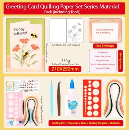 Wizardi Greeting Card Making Kit. Echinacea Flowers DIY Quilling Kit F07M3-5-FL4 - Image 2