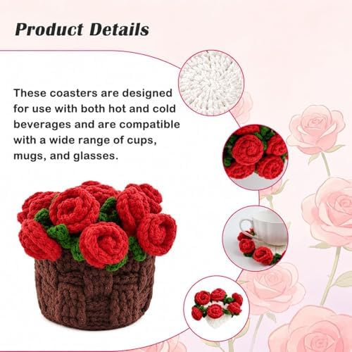 Yarniss Rose Flower Coaster Crochet Kit + Video Guide, Beginner Set - Image 4
