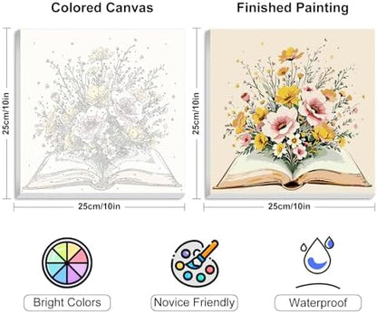 4 Pack Framed Paint by Numbers Kit for Adults with Wooden Easel, Book - Image 3