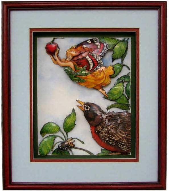 Cherry, Robin Bird and Flower Fairy - Paper Tole 3D Decoupage Craft Kit Size 8x10 inches K95707 (The Additional Pictures Show Examples This Craft Kit Assembled and Framed in a Shadow Box Frame) - Image 2