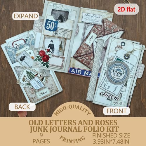 XINPOCUT Trifold Folio Mini Project,Folio Booklet Craft Kit, Junk Journal Kit, Scrapbooking Supplies, Journaling Decor, Mini Folio Writer Folder Project, Arts & Crafts Gifts - Image 2
