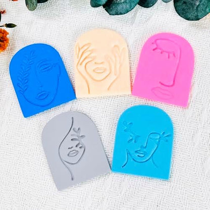 Polymer Clay Cutters Line Face Set – 6PCS Abstract Portrait Clay Cutters for Polymer Clay Jewelry, Clay Earring Cutters with Arch Shape and Face Texture Molds, Clay Tools for Artistic Earrings - Image 5