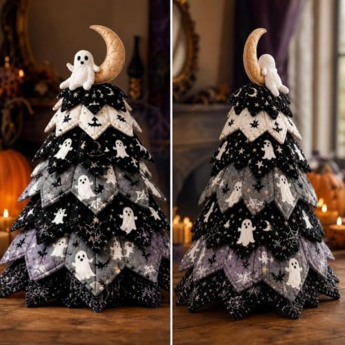 Quilted Christmas Tree Kit – Pre-Cut Fabric & Foam Cone DIY Tabletop Decoration with Tree Topper, No-Sew Holiday Craft Kit for Adults & Kids, Christmas Tree Decorations for Home, Party & Gifts (set11) - Image 5