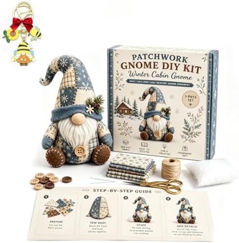 DIY Patchwork Gnome Sewing Kit, DIY Patchwork Animal Kit, Pre-Cut Felt Button Art Animal Craft Project Set, Handmade 3D Cozy Stuffed Gnome Creative Home Decor for Adults &Beginners, Halloween (EE) by Unknown