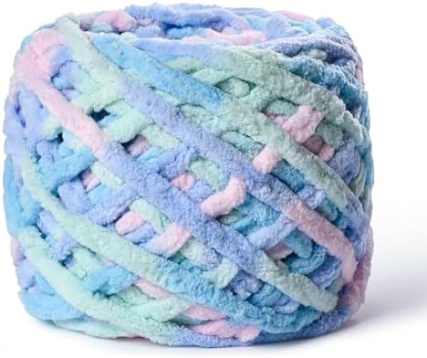 Plush Chenille Chunky Yarn 100g (49.2yd) - Fluffy Velvet Yarn Crochet for Blanket Knitting and Crocheting - Baby Yarns for Crocheting Soft - Amigurumi Yarns (Candyfloss) by OMoiut
