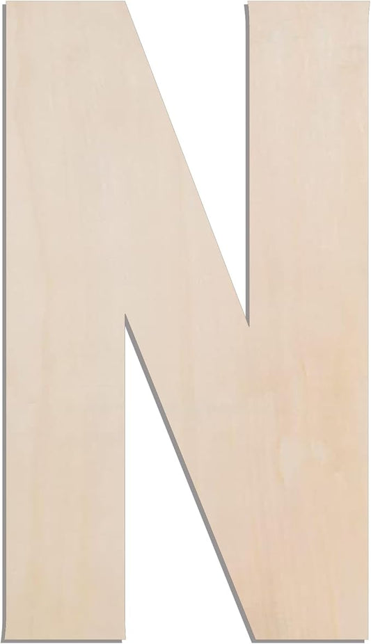 MGTECH 17 Inch Large Wooden Letter N, 1/4 in Thick Big Wood Letter for Crafts and Wall Decor